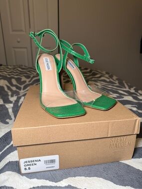 Steve Madden Jessenia Clear-Strap Heels in Green